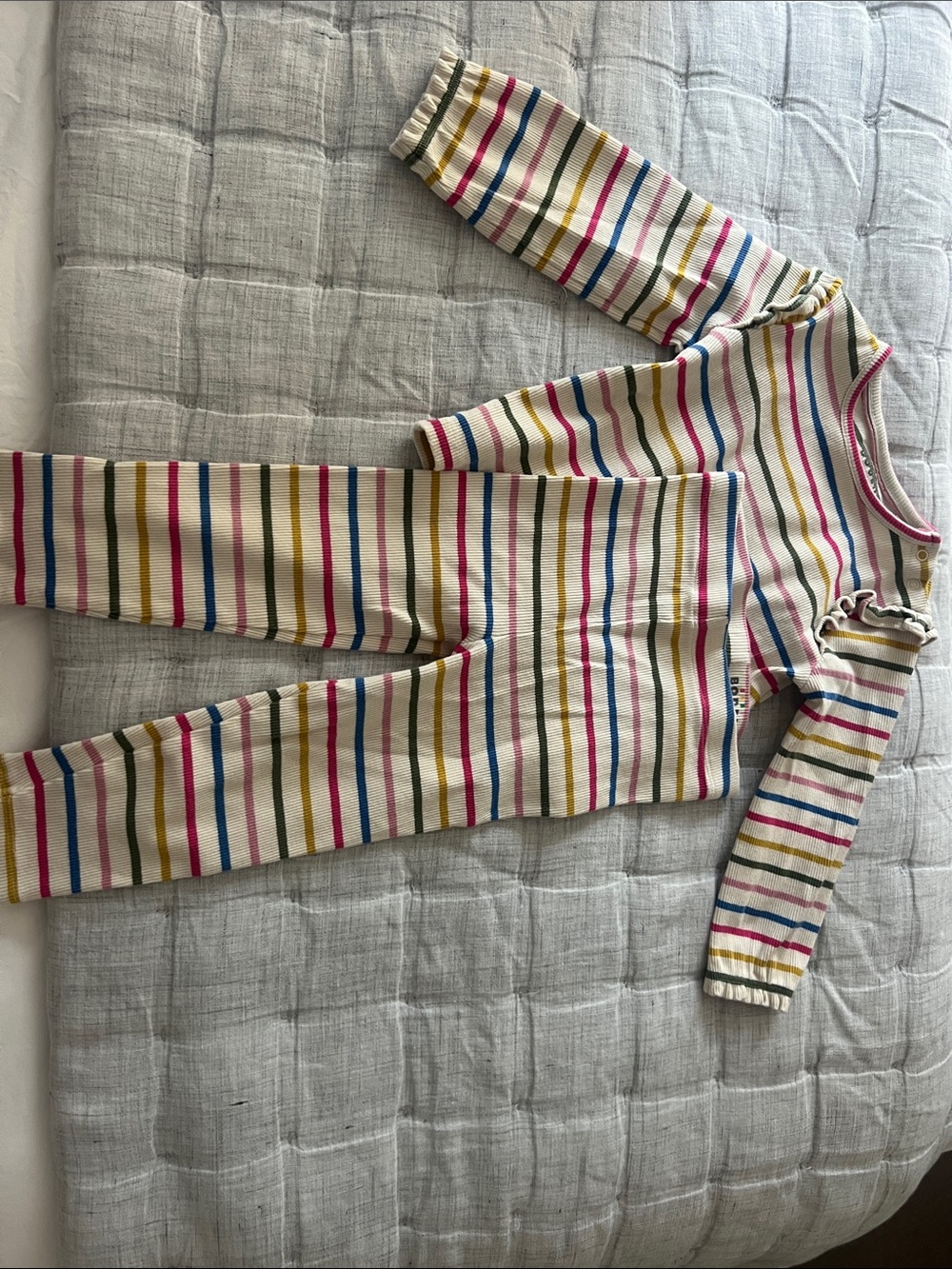 Mini Boden Cream Striped Knit Top & Leggings - Pink, Blue, Green, Yellow